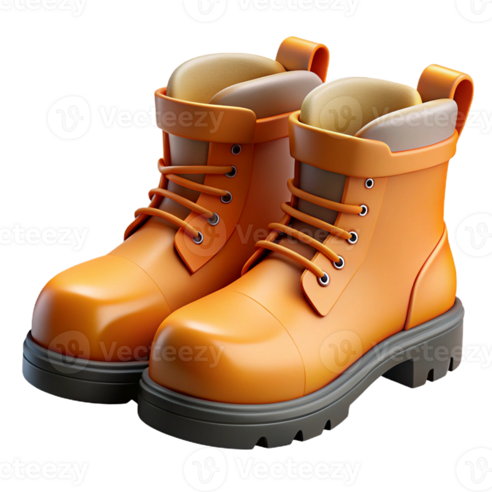 Orange Boots 3D Render png