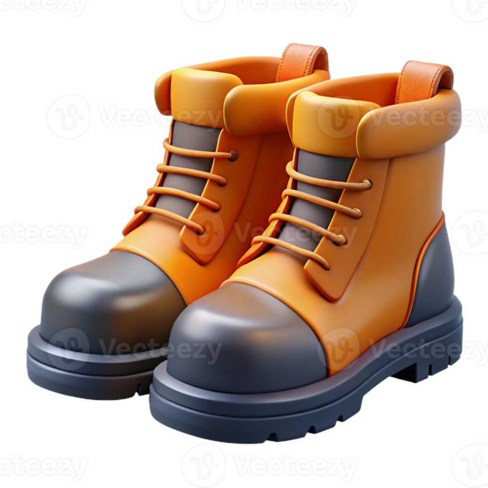 3D Render Orange Boots Illustration png