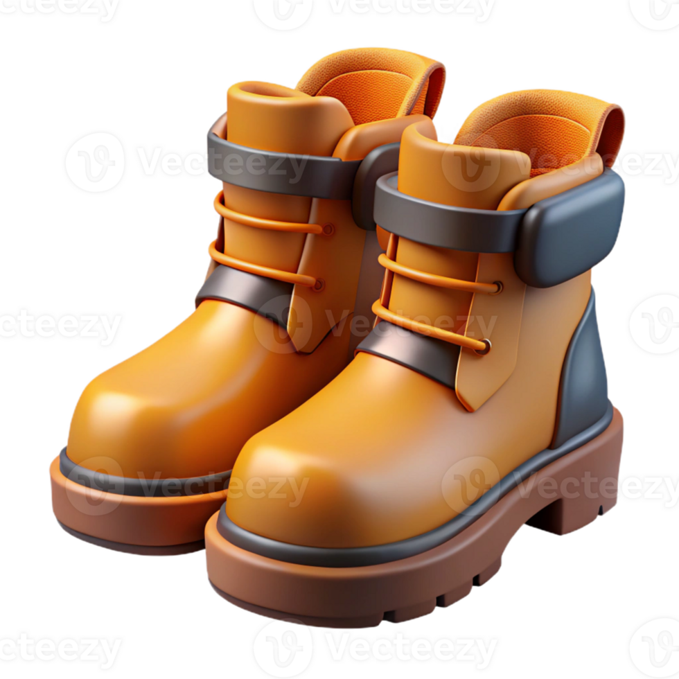 3D Render Orange Boots Illustration png