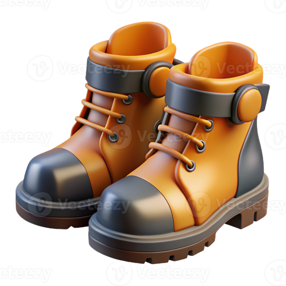 3D Render Orange Boots Illustration png