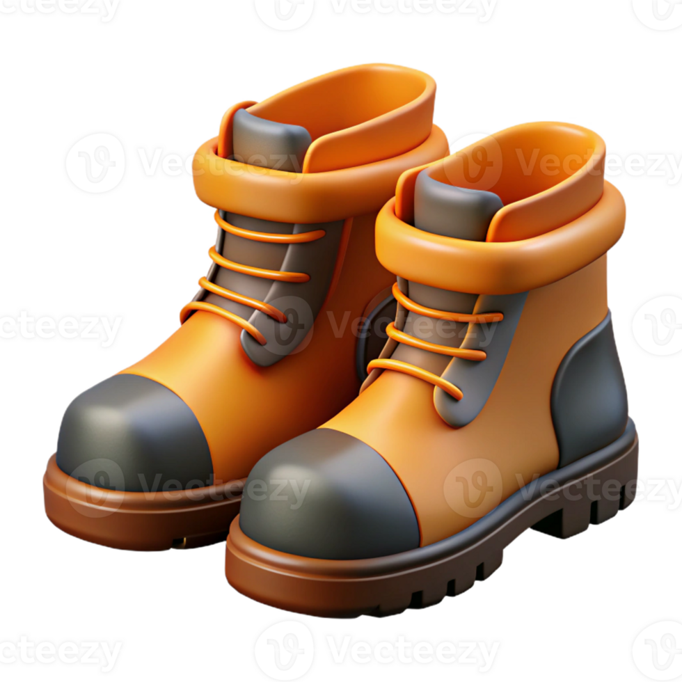 3D Render Orange Boots Illustration png