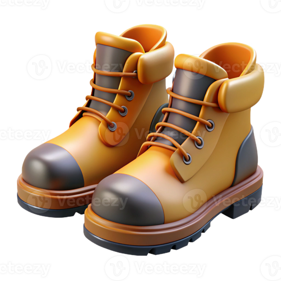 3D Render of Cute Orange Boots png