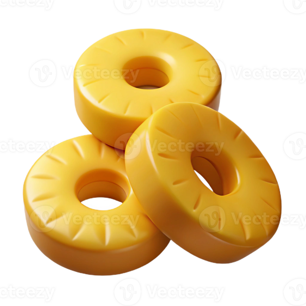 3D Render of Yellow Pineapple Slices png