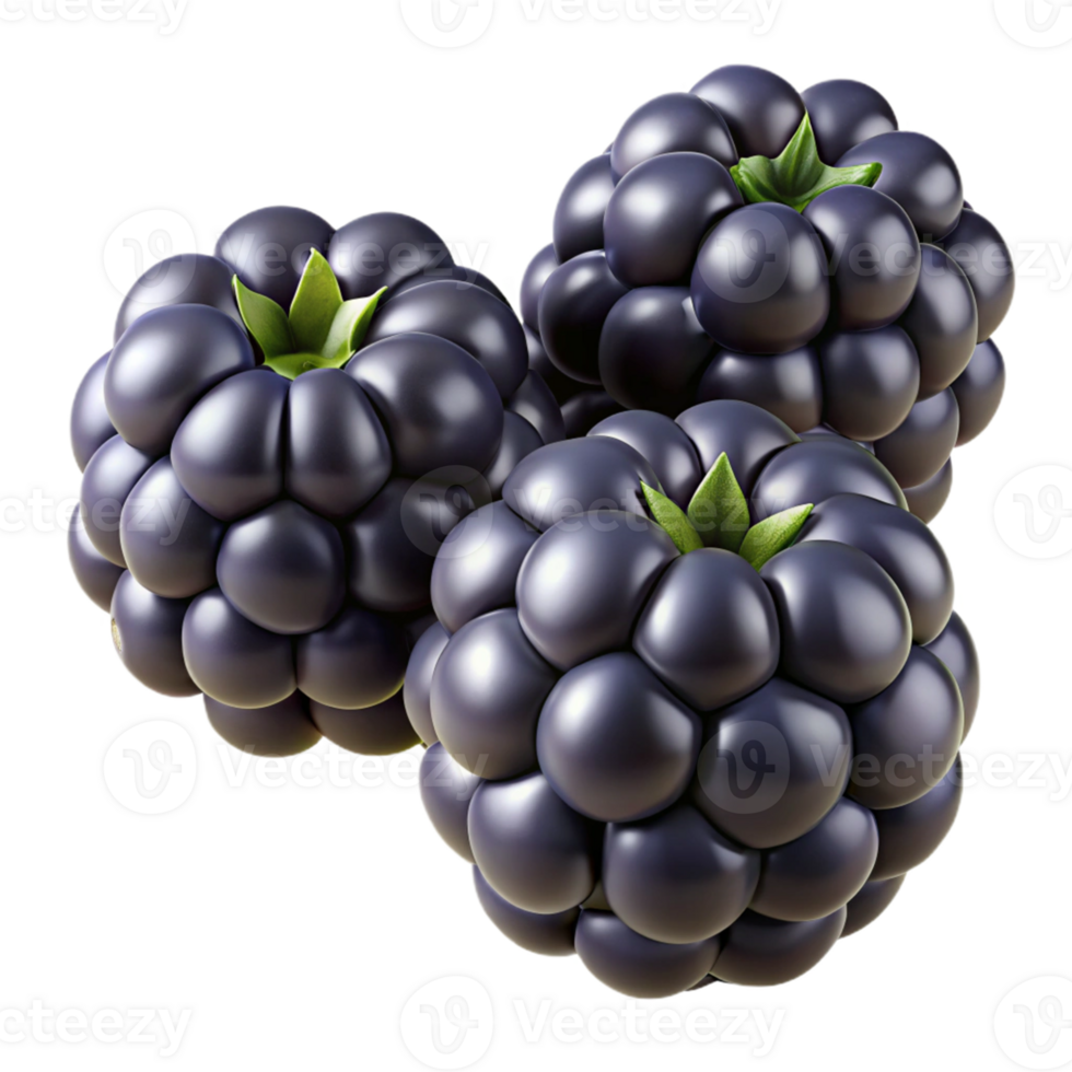 3D Render of Three Blackberries png