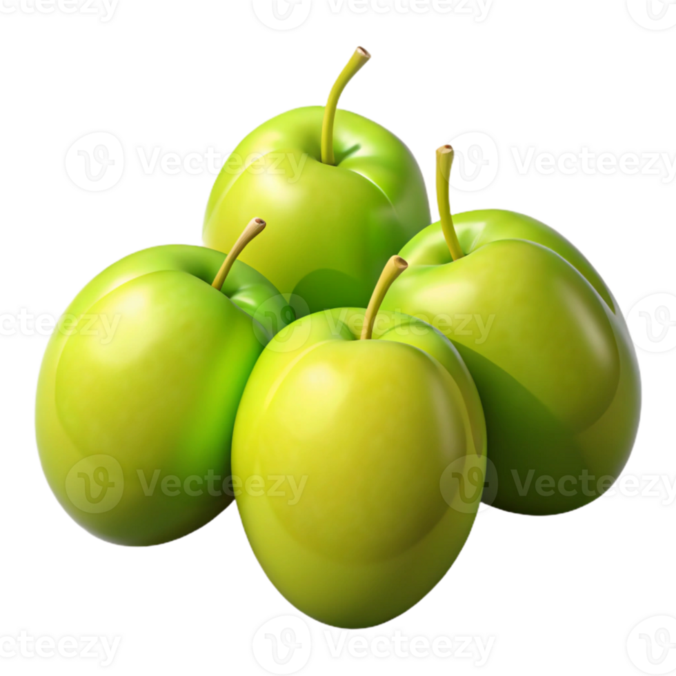 Green Apples 3D Illustration png