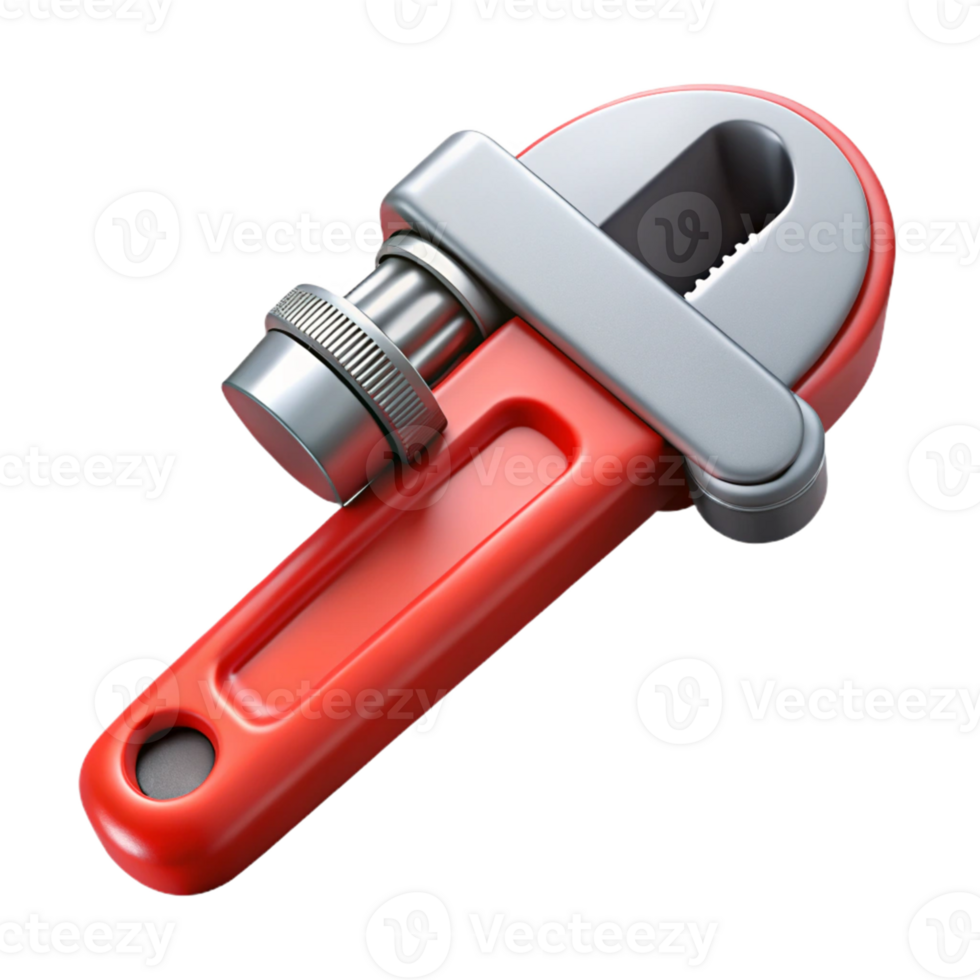 Red Adjustable Wrench 3D Render png