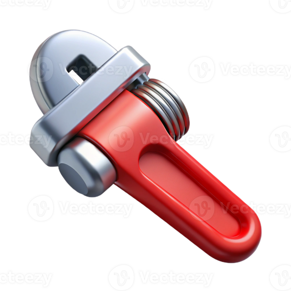 Red and Silver 3D Wrench Illustration png