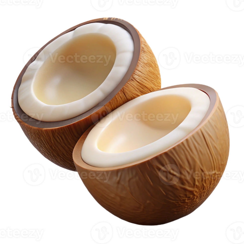 3D Render of a Split Coconut png