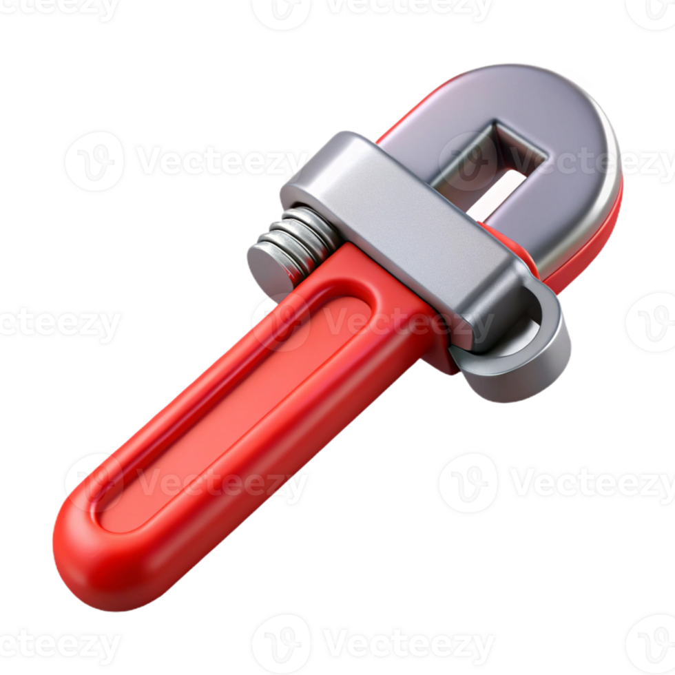 Red and Silver 3D Wrench Illustration png