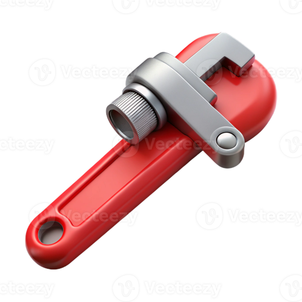 Red and Silver 3D Wrench Illustration png