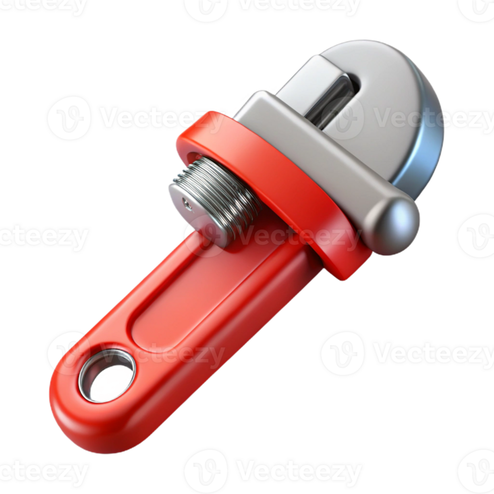 3D Render Red and Silver Wrench png