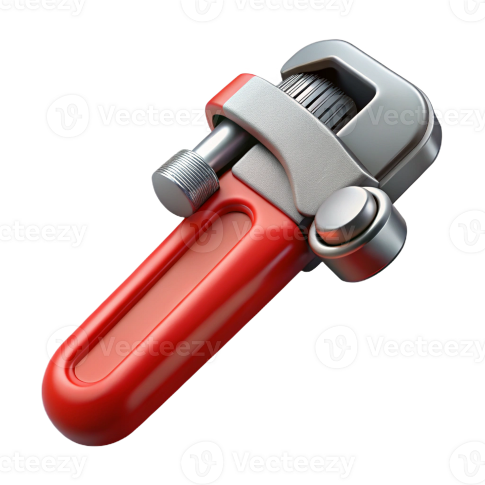 Red and Silver 3D Adjustable Wrench Illustration png