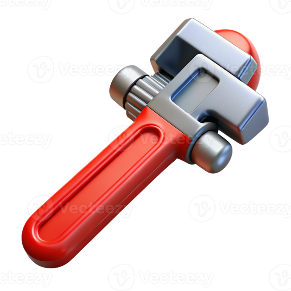 Red and Silver 3D Wrench Illustration png