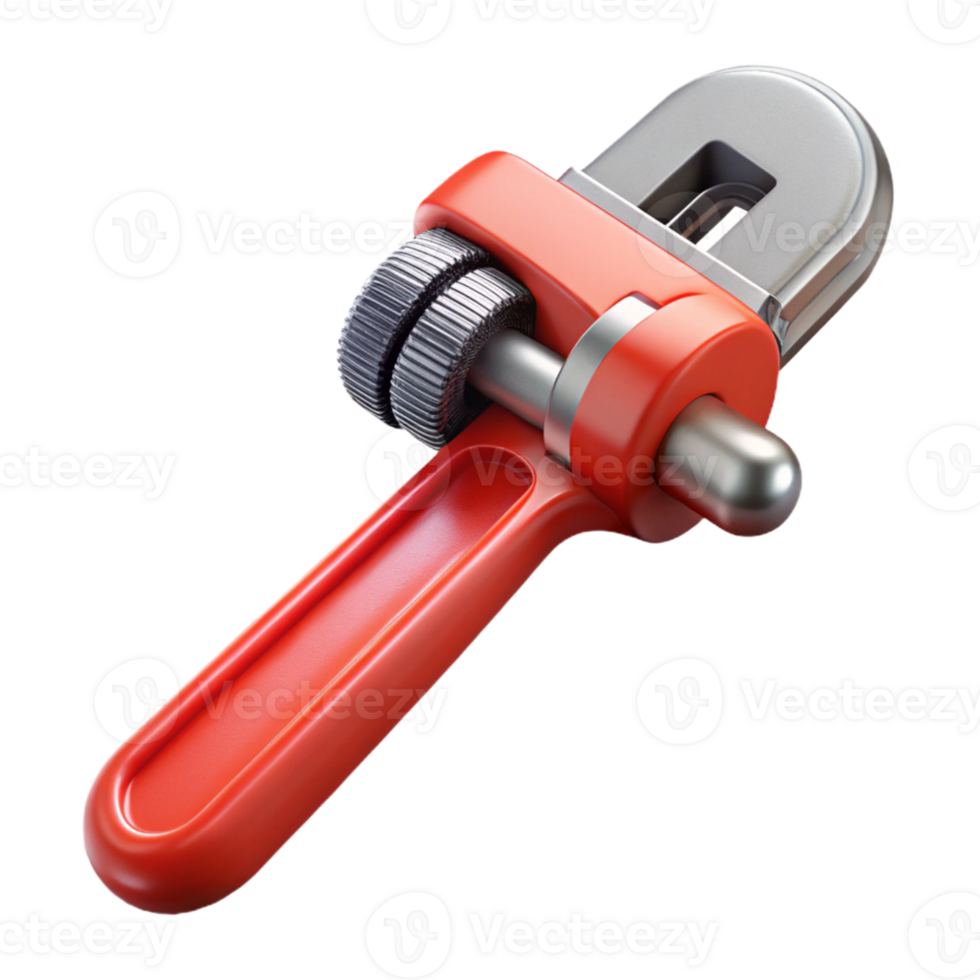 Red Adjustable Wrench 3D Illustration png