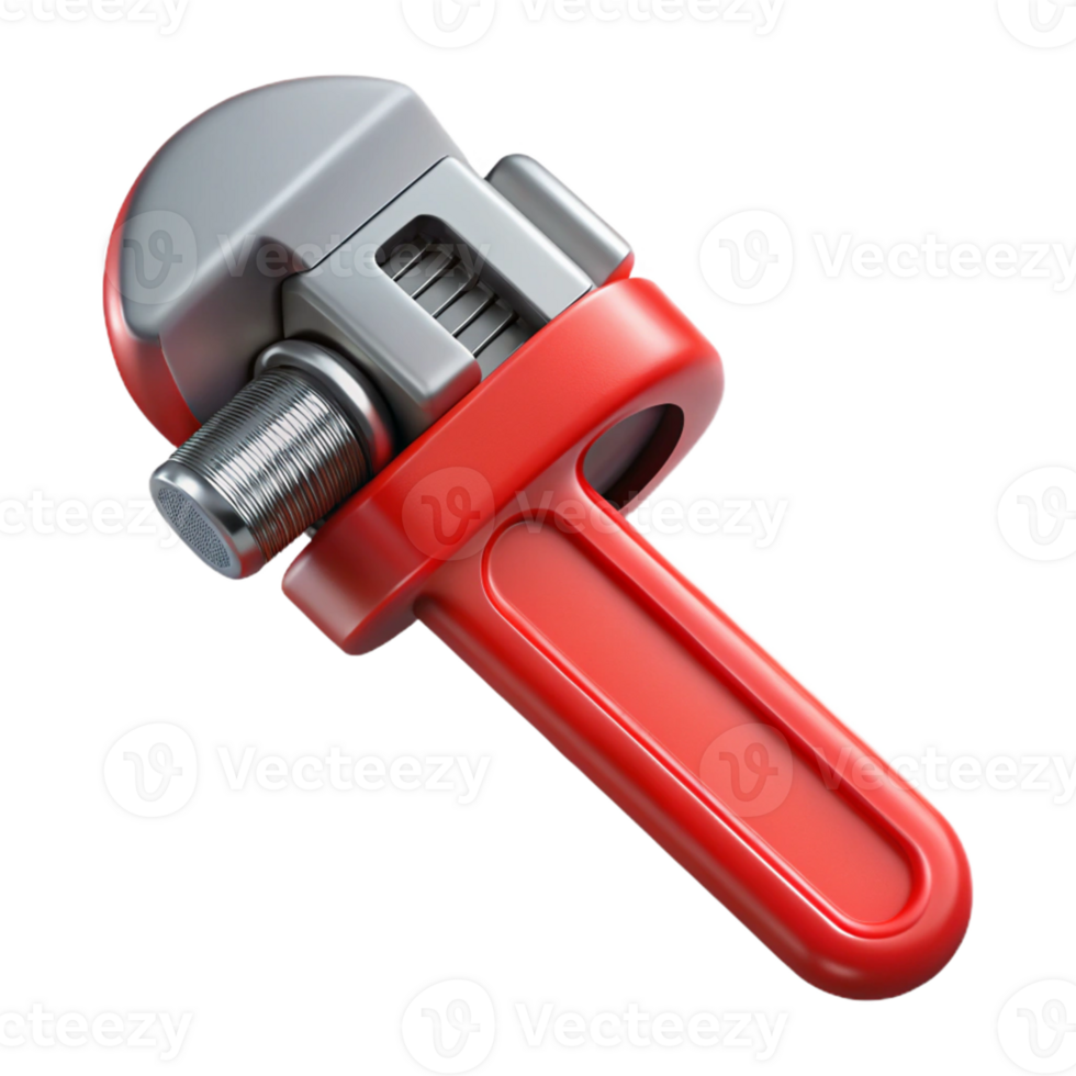 3D Render Red Adjustable Wrench Tool png