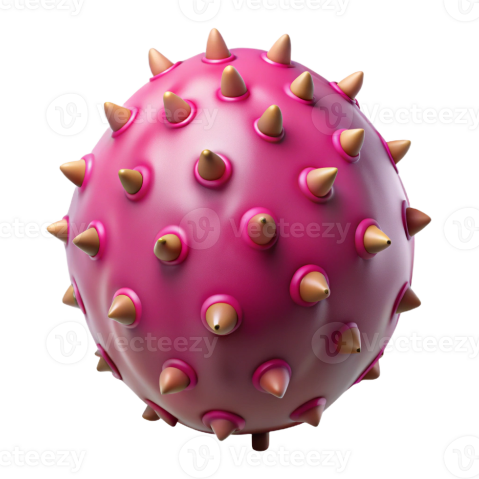Pink Spiky 3D Render png