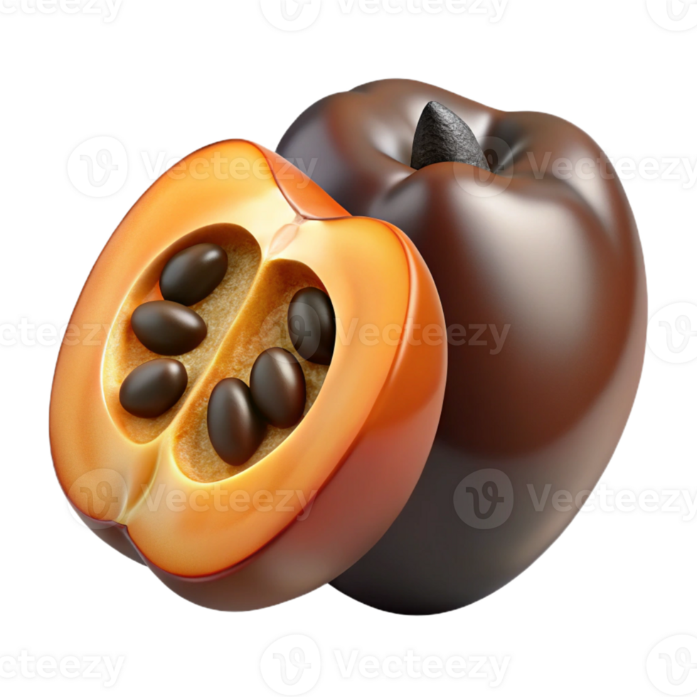 3D Render of Tropical Fruit Half and Whole png