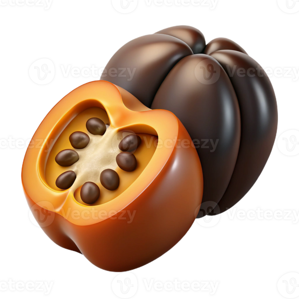 3D Render of Orange and Brown Fruit png