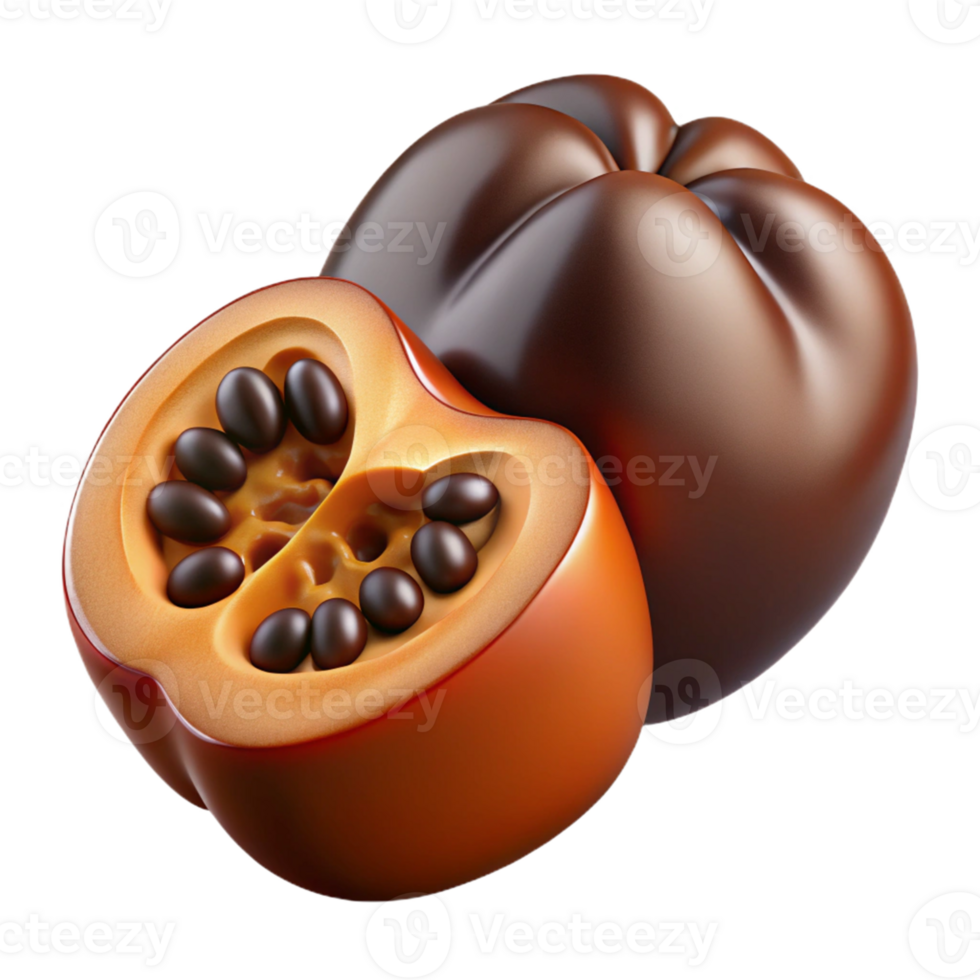 3D Render of Exotic Fruit Halved png