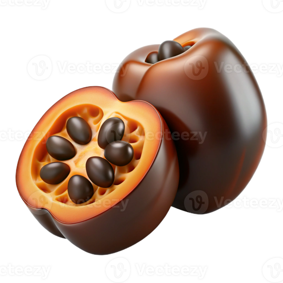 3D Render of Tropical Fruit, Cut Open to Show Seeds png