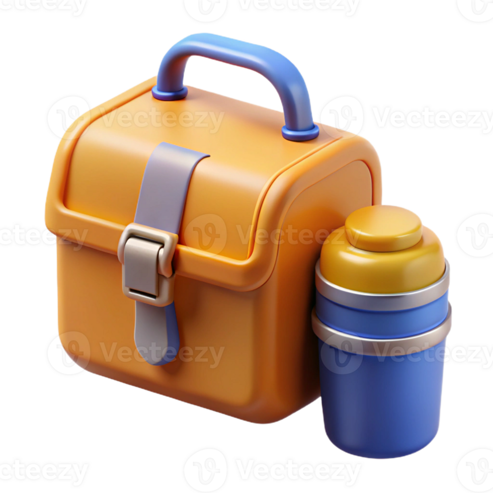 3D Render Lunchbox and Thermos png