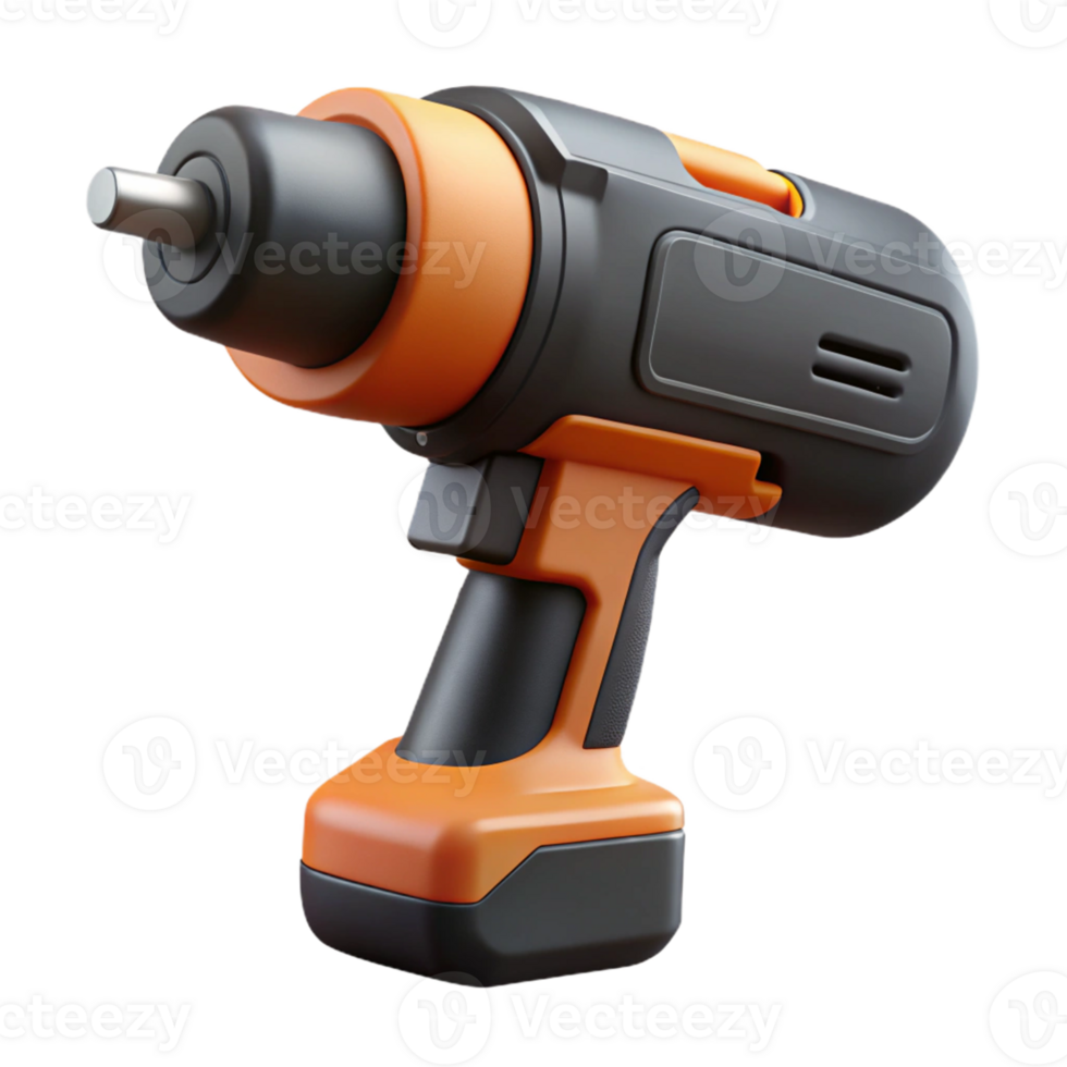 3D Model of Orange and Black Cordless Drill png