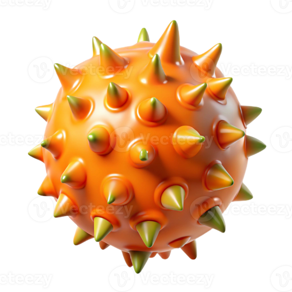 Orange Spiky 3D Render png