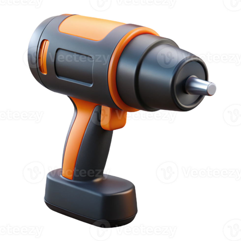 3D Render Orange and Black Cordless Drill png