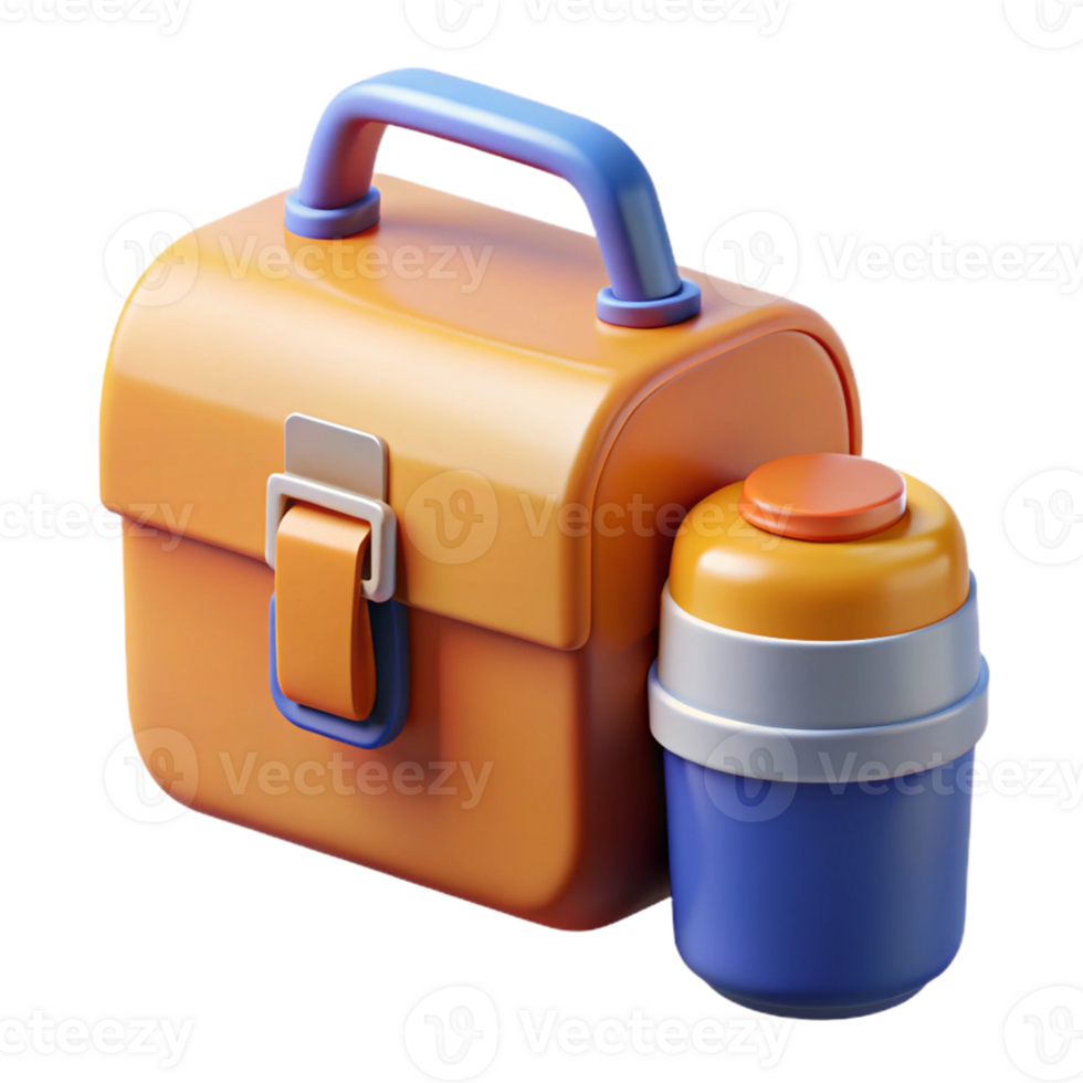 3D Render Lunchbox and Thermos png