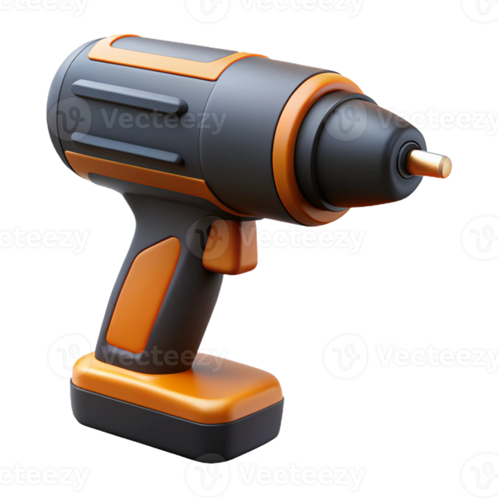 Orange and Black Cordless Drill 3D Render png