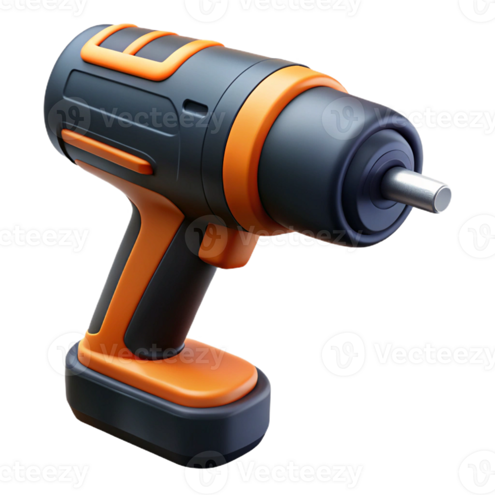 3D Render of an Orange and Black Cordless Drill png