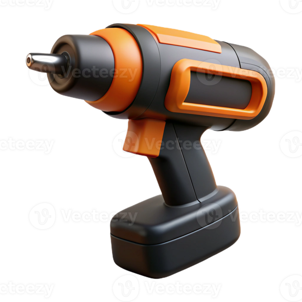 3D Render Orange and Black Cordless Drill png