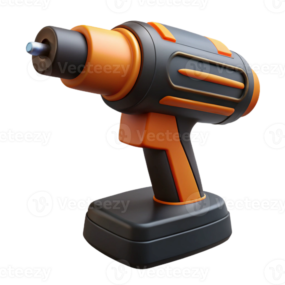 Orange and Black Cordless Drill 3D Illustration png