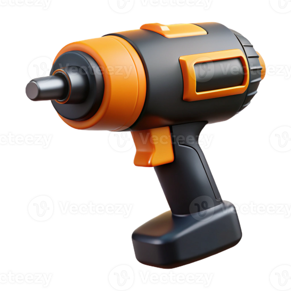 3D Render Orange and Black Cordless Drill png