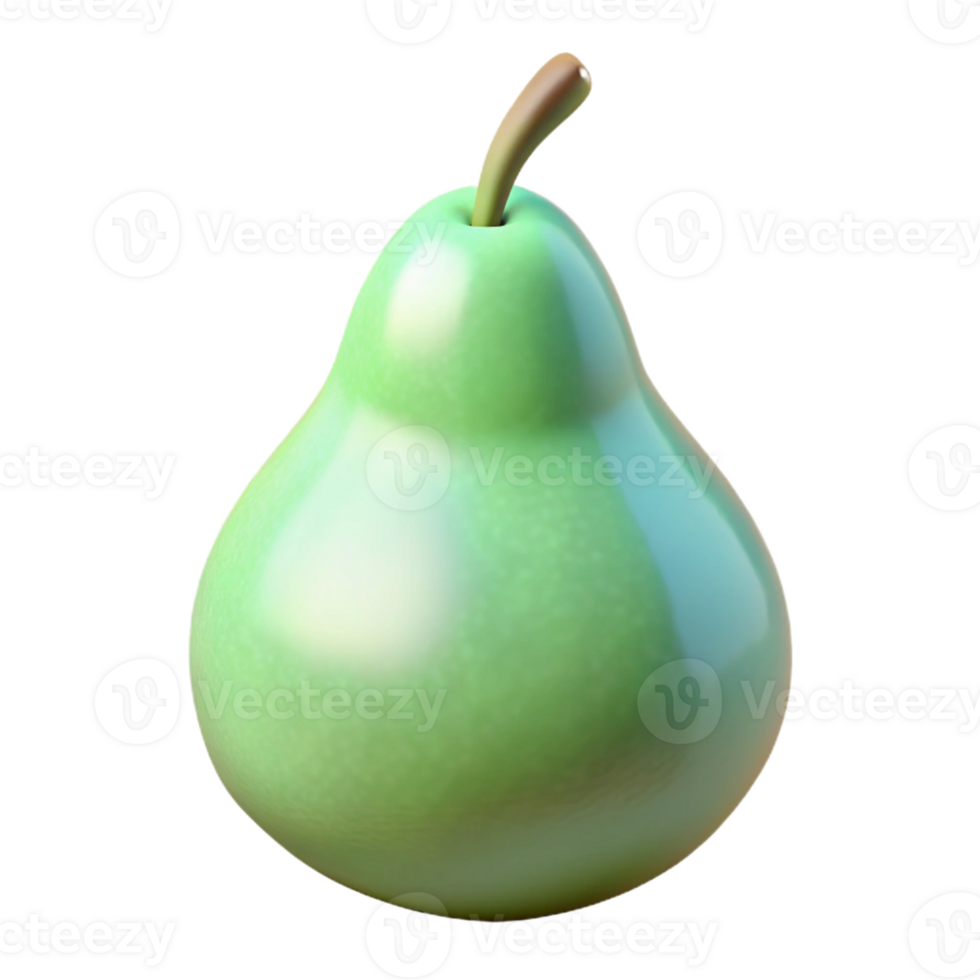 3D Render Green Pear Fruit Illustration png
