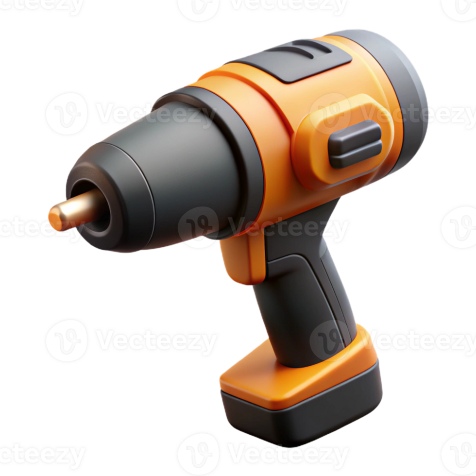 Orange and Black Cordless Drill 3D Render png