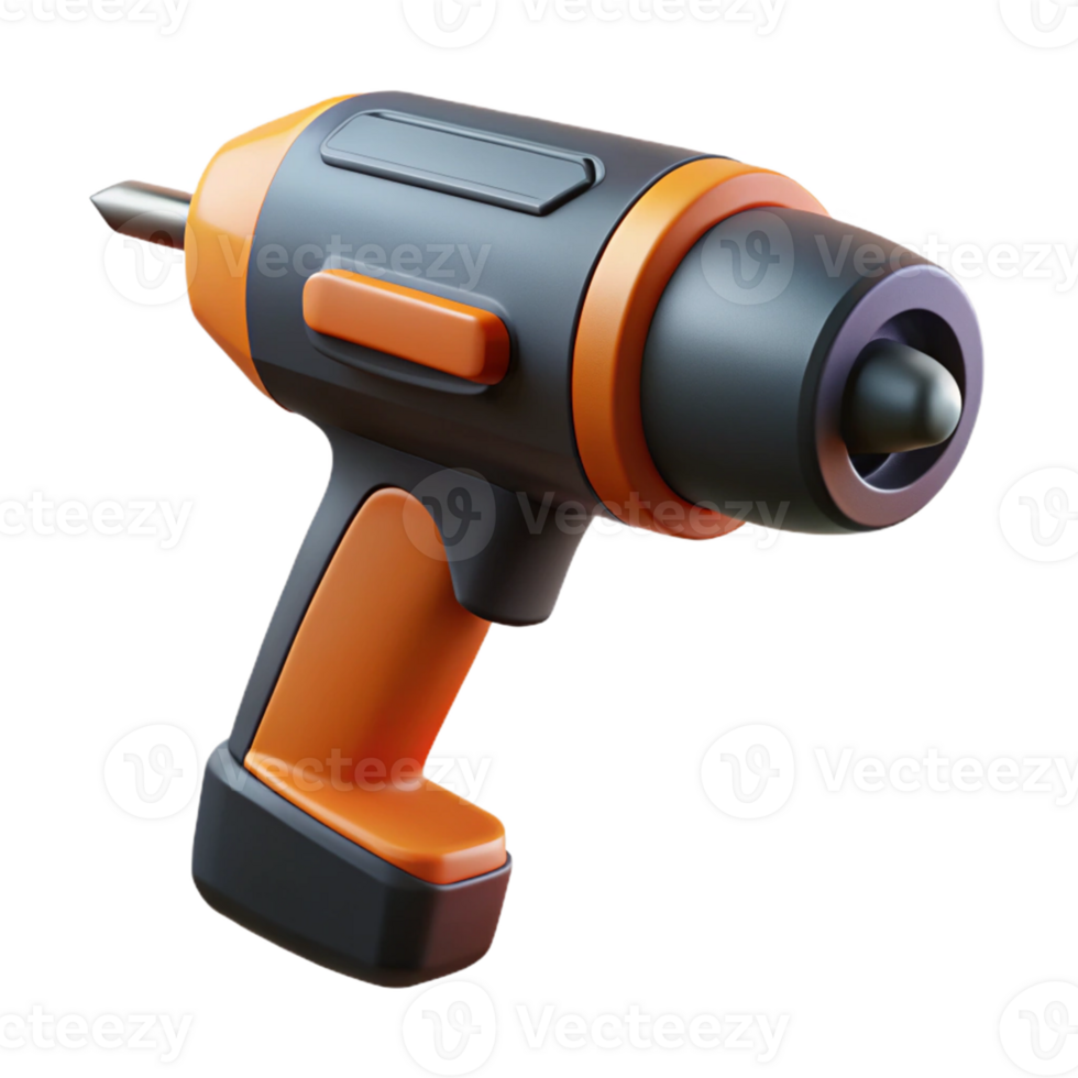 3D Render Orange and Gray Cordless Drill png