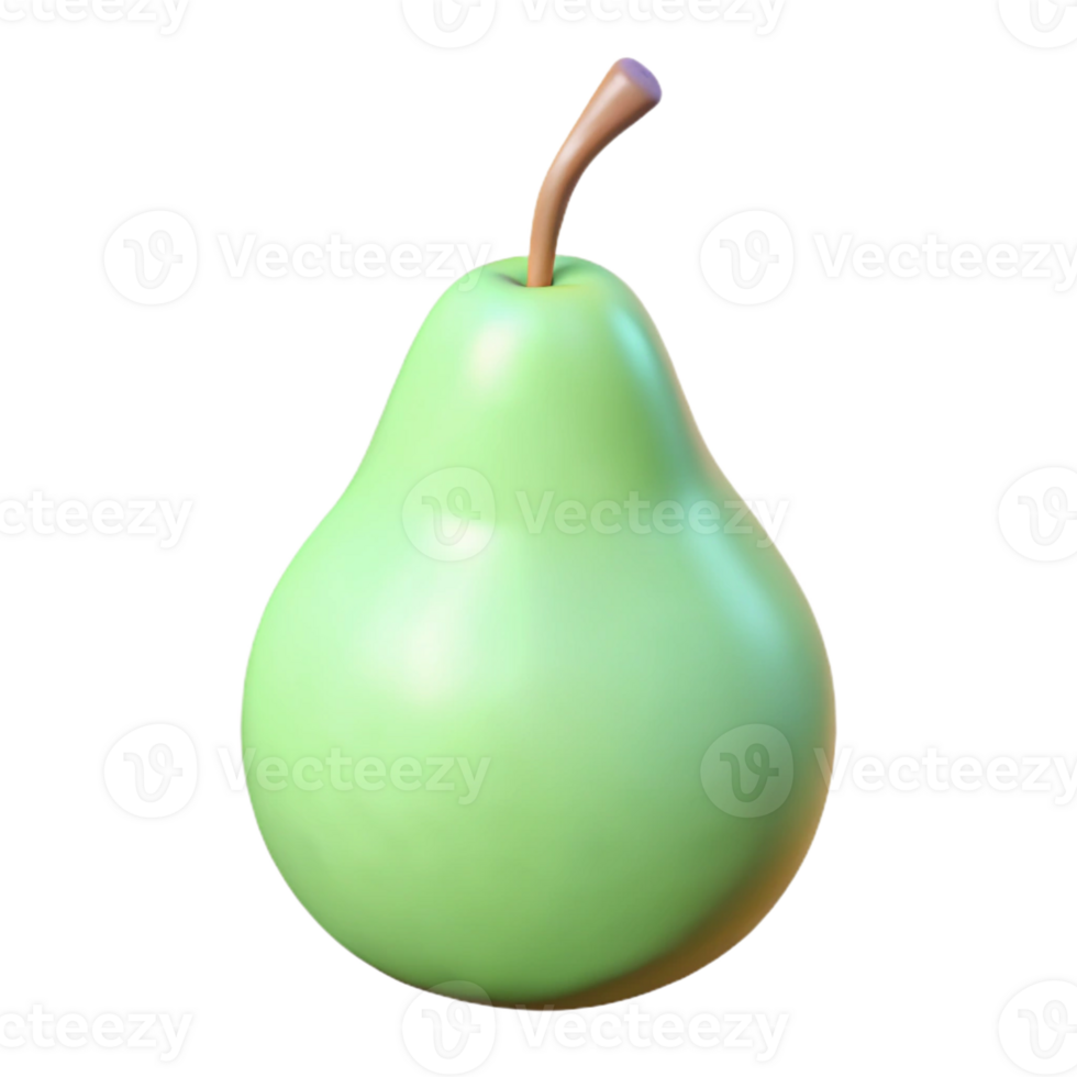 3D Render Green Pear Fruit Illustration png