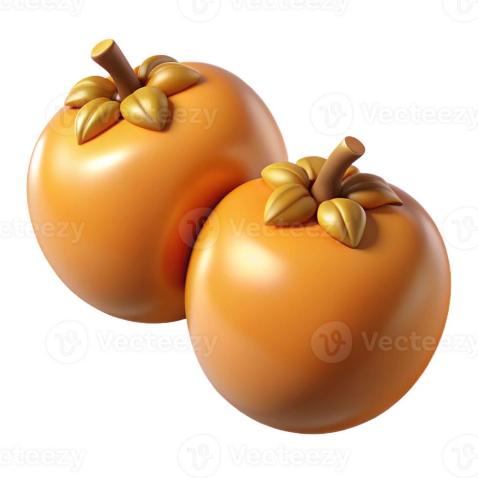 3D Render of Two Persimmons png