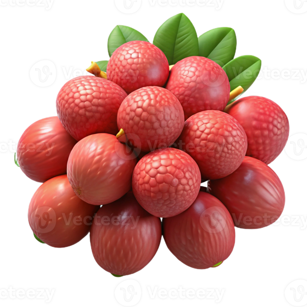 3D Render of Red Fruits Cluster png