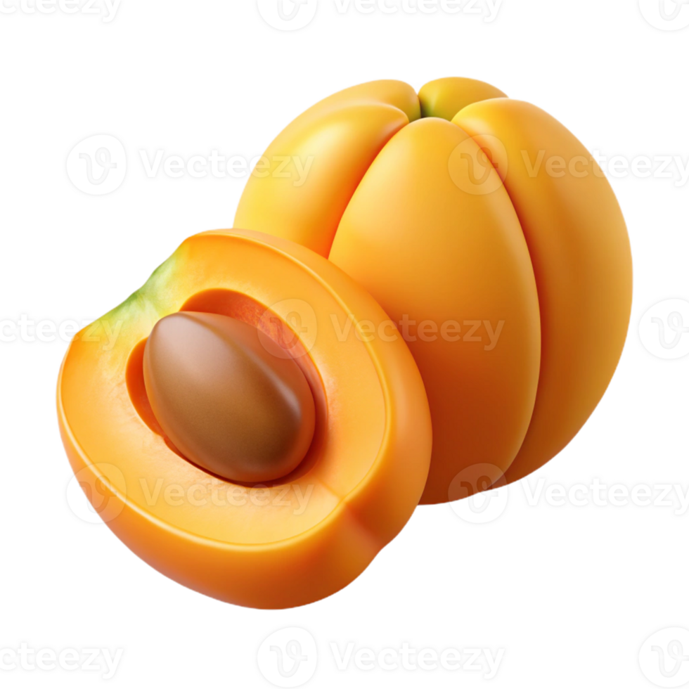 3D Render of Apricot Halves, Juicy Fruit Illustration png