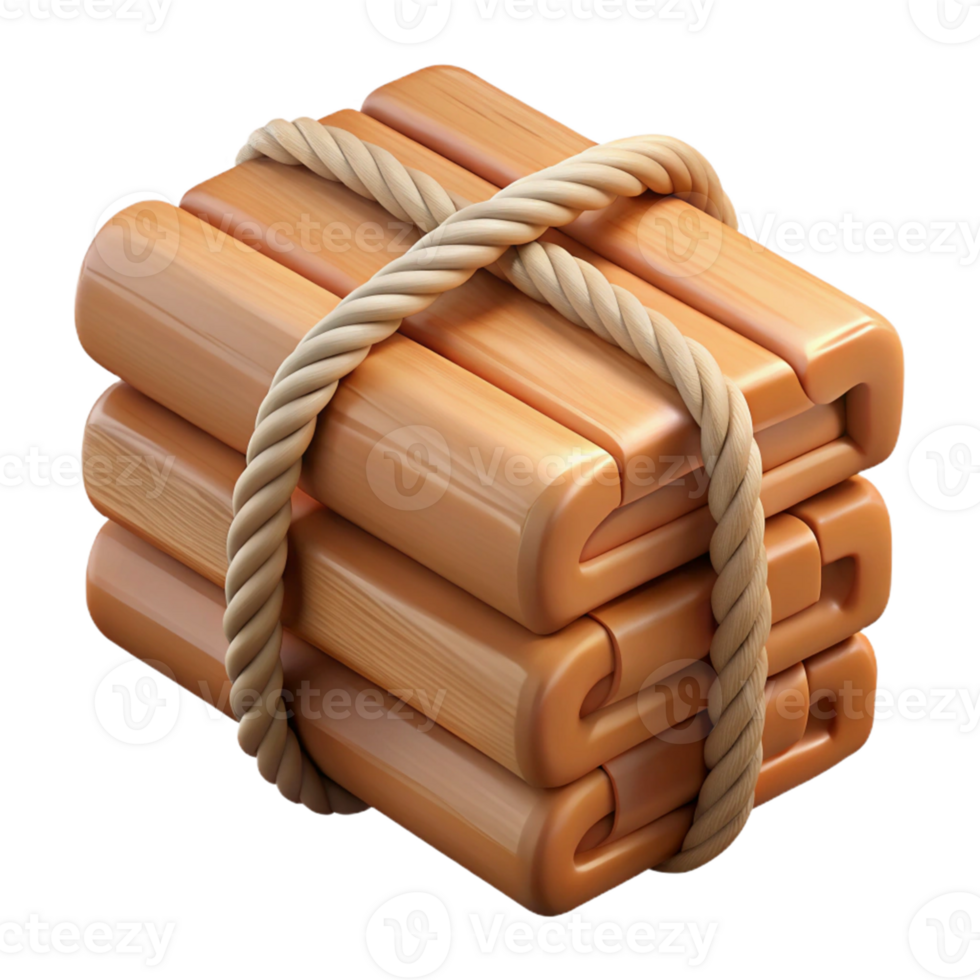 3D Render Wooden Stack Icon png