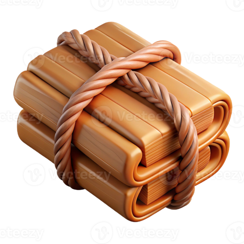 3D Illustration Stack of Books Bound by Rope png