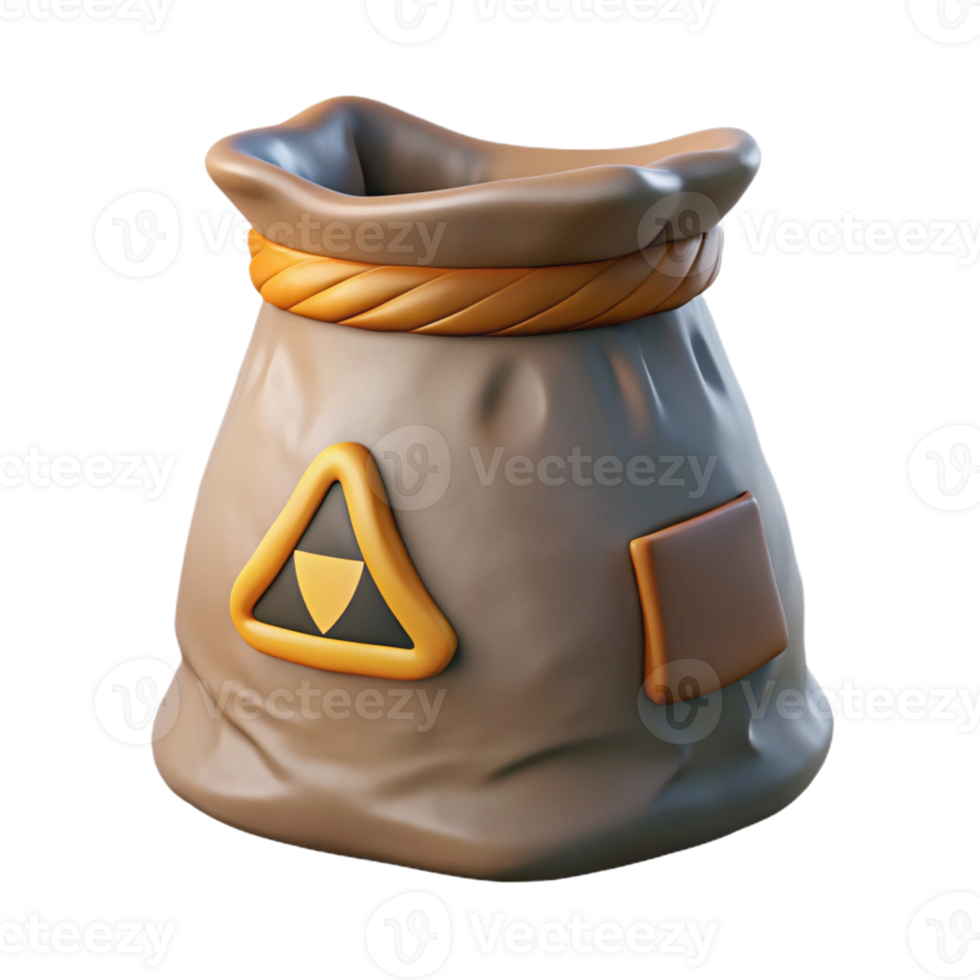 3D Render of a Cloth Sack with Hazard Symbol png