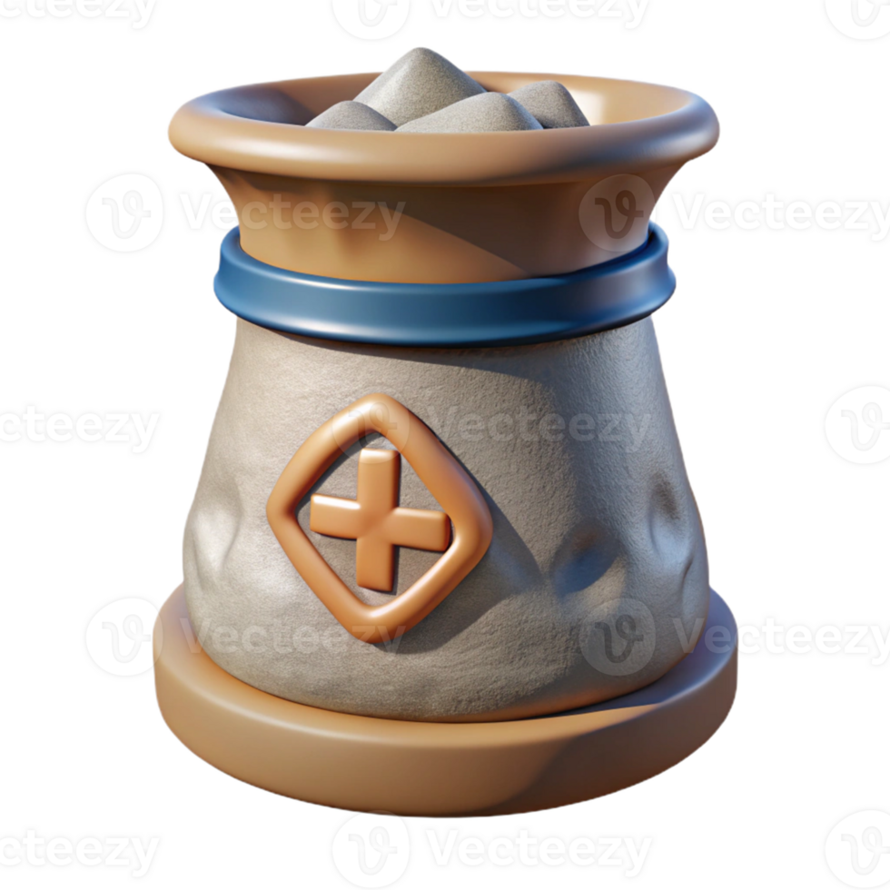3D Render Stone Bag Illustration png