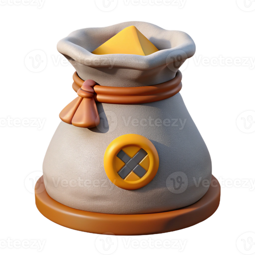3D Render of a Sack of Gold png