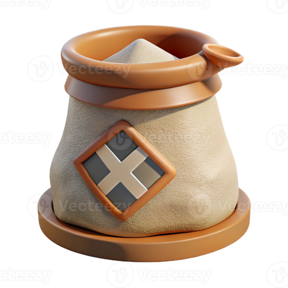 3D Render of a Beige Bag of Sand png