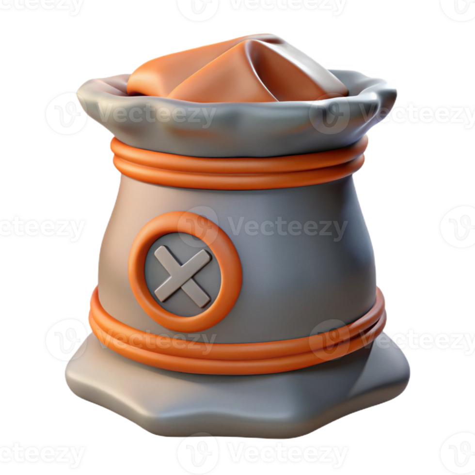 3D Render of a Sack with an X Mark png