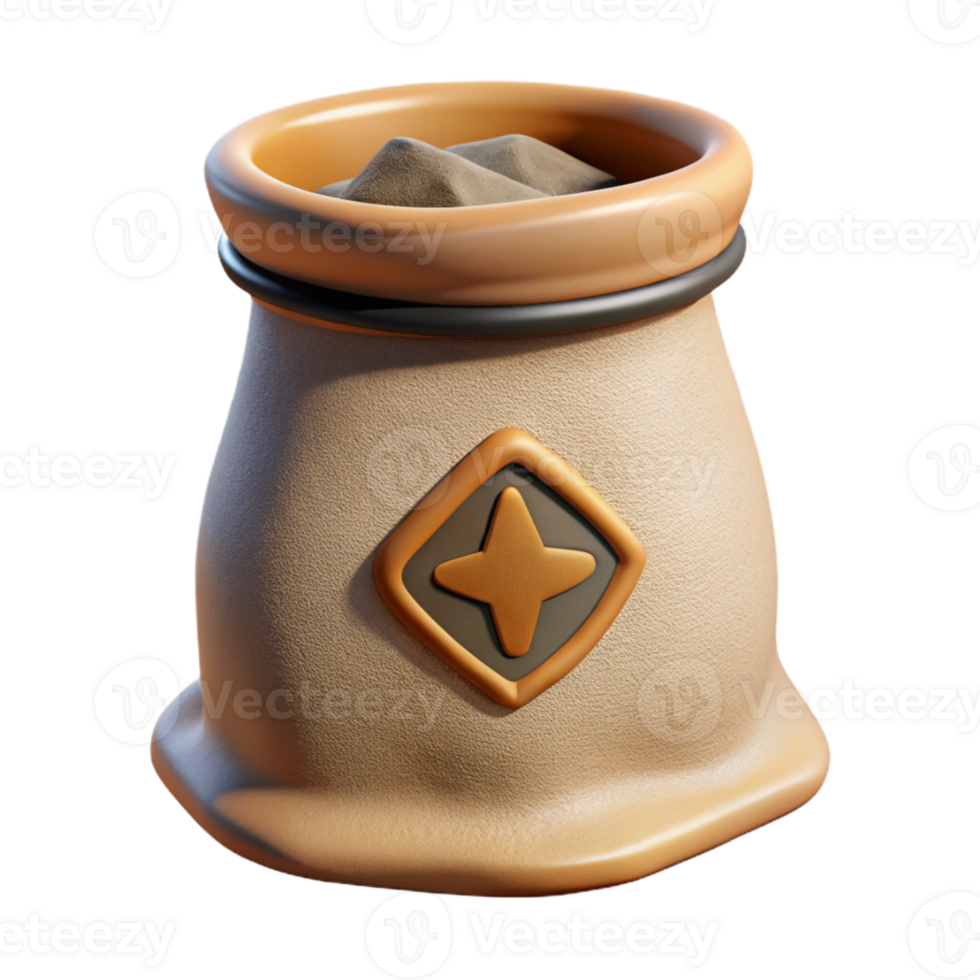 3D Render of a Beige Sack with Star png