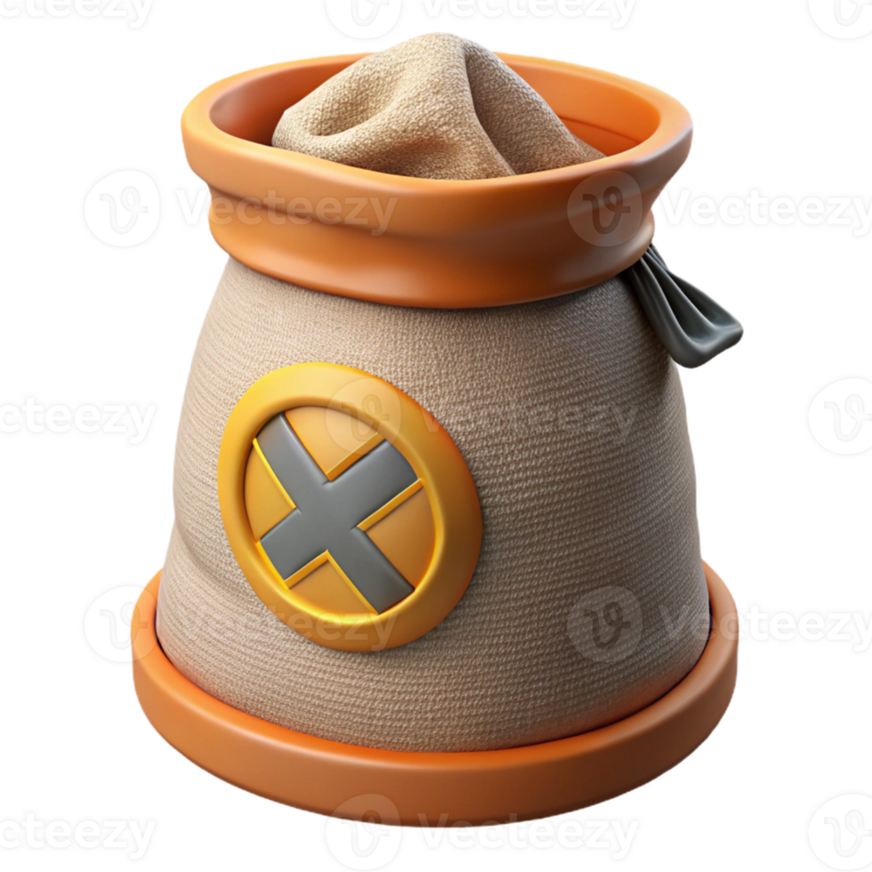 3D Render of a Fabric Sack with X Mark png